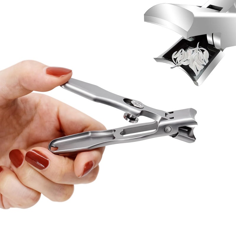 Ultra Sharp Stainless Steel Nail Clippers with Catcher Fingernail  Toenail Clippers Splash Proof Nail Clippers Luxury Nail Cutter for Thick Nails